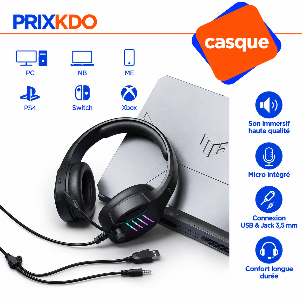 BWOO, casque BLUETOOTH jeux, musique. BX022