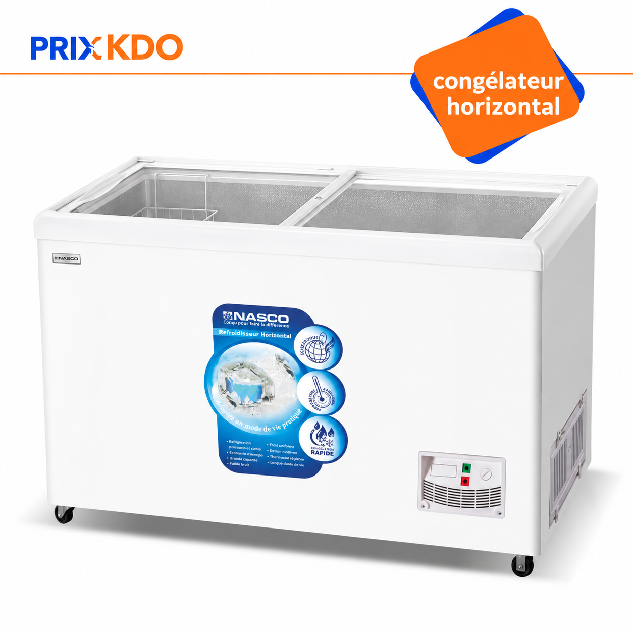 CONGELATEUR HORIZONTAL VITRE 355 LT-NAS-FS455CH