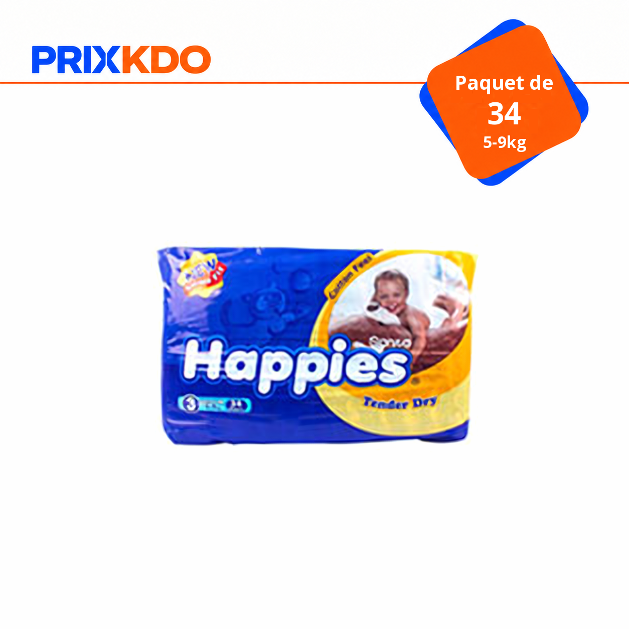 PAQUET 34 HAPPIES MOYEN 5-9KG