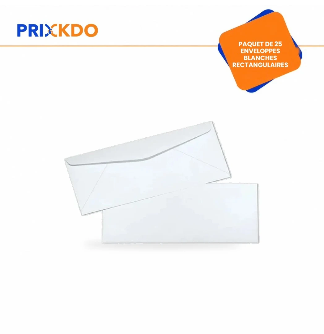 PAQUET DE 25 ENVELOPPES BLANCHES RECTANGULAIRES