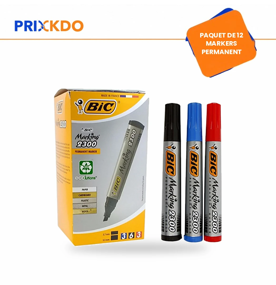 PAQUET DE 12 MARKERS PERMANENT