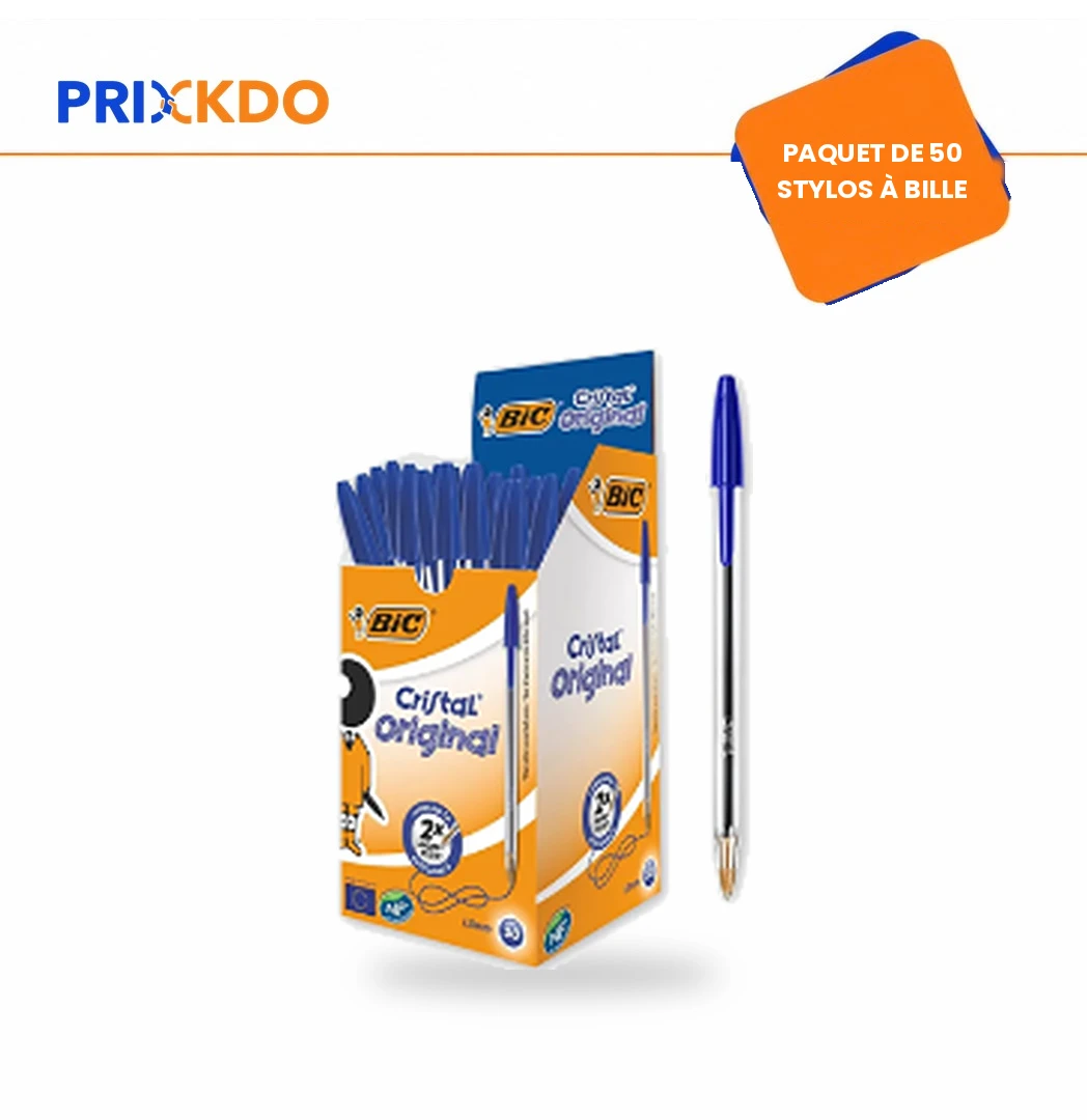 PAQUET DE 50 STYLOS A BILLE