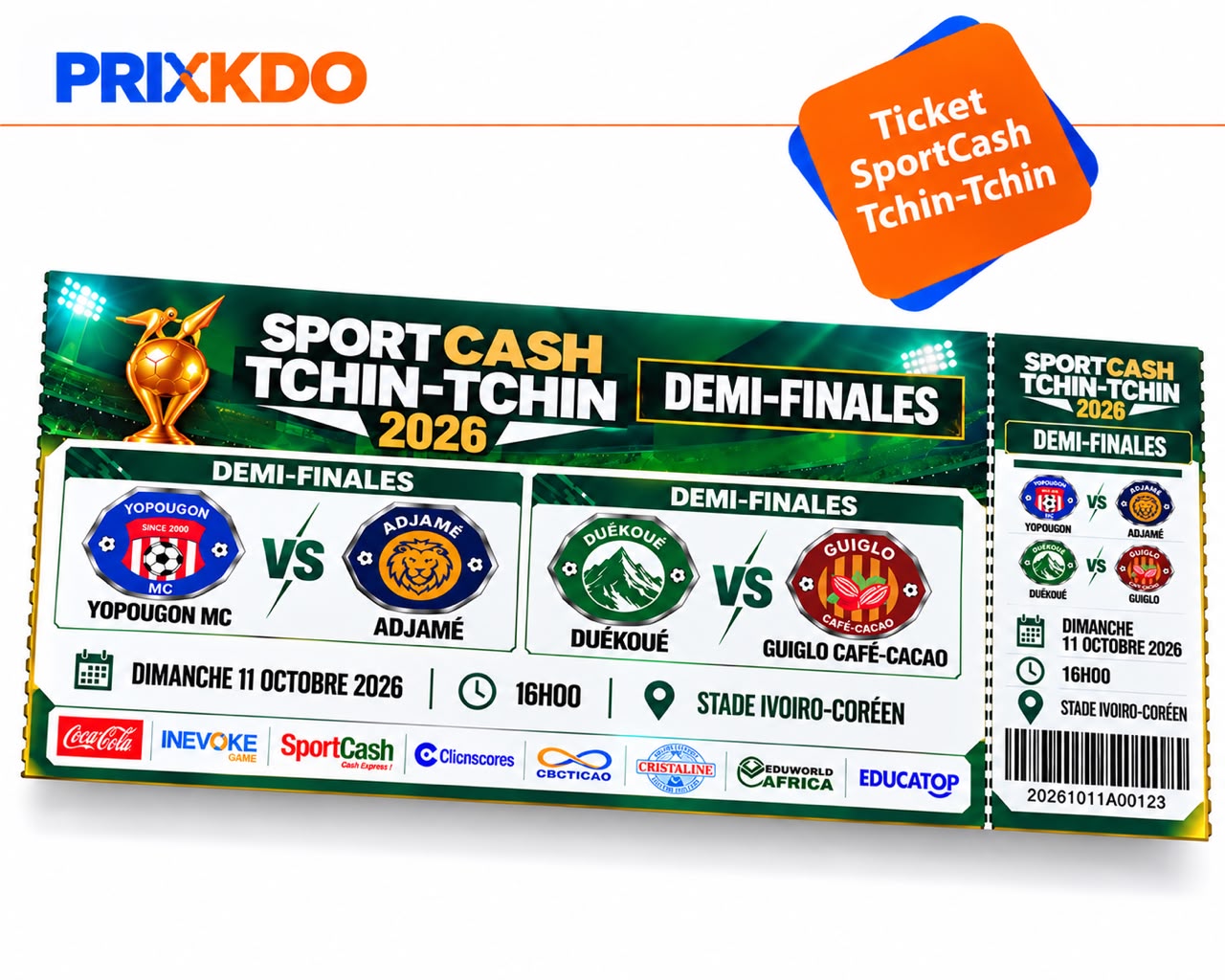 Ticket demi-finales SportCash Tchin-Tchin 2026 – Catégorie 2